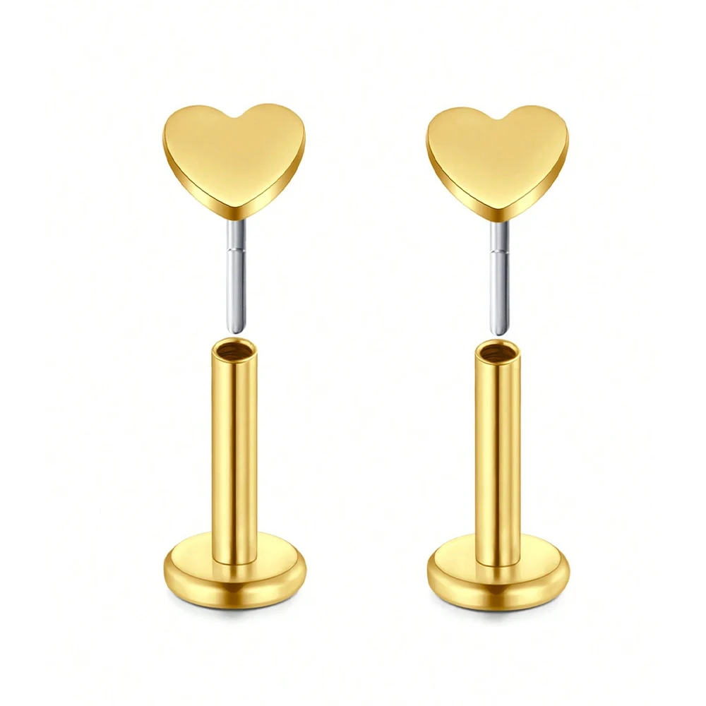 Women's 20G Threadless CZ Push In Flat Back Stud Earrings