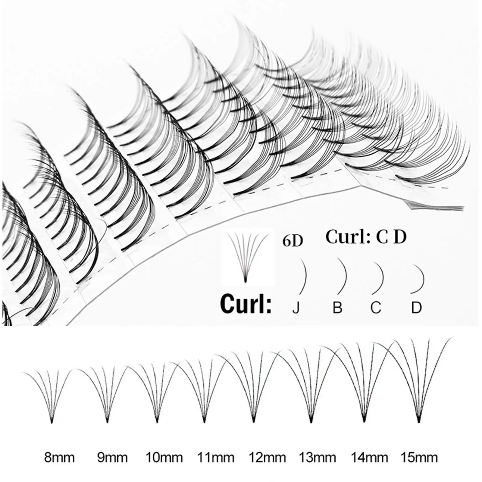 Makeup Lash Clusters Comfortable Wispy CD Curls 0.07mm for Stage Performance