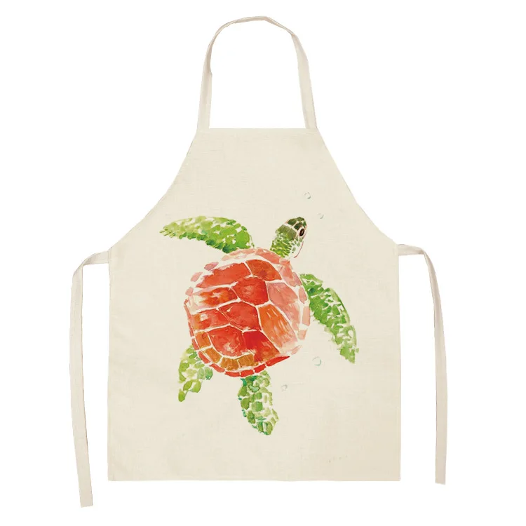 Kitchen Apron Turtle Ocean color pattern art apron Female male  Cooking Baking Chef Linen  bib Home cleaning