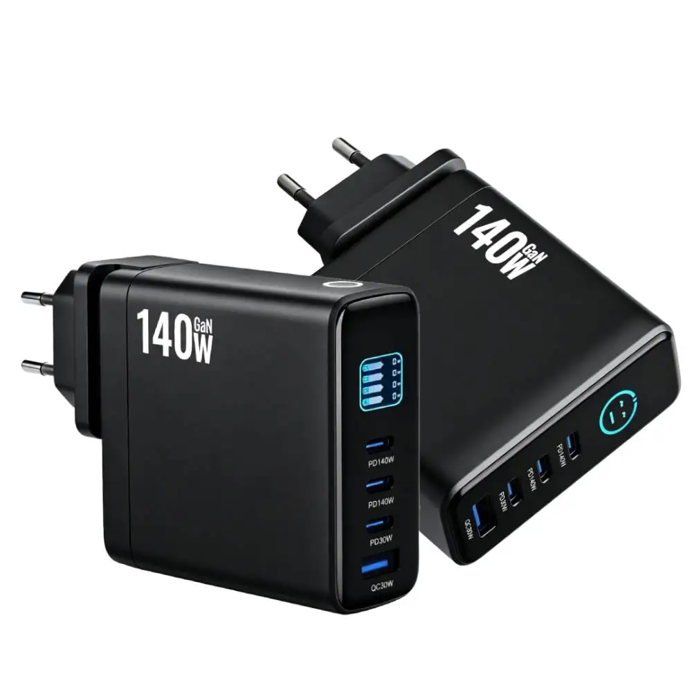 4ポート140w-gan充電器-iphone-17-16-15-xiaomi-samsung-s26-ノートパソコン対応-pd31-usb-c充電器-スマートディスプレイ搭載-急速充電