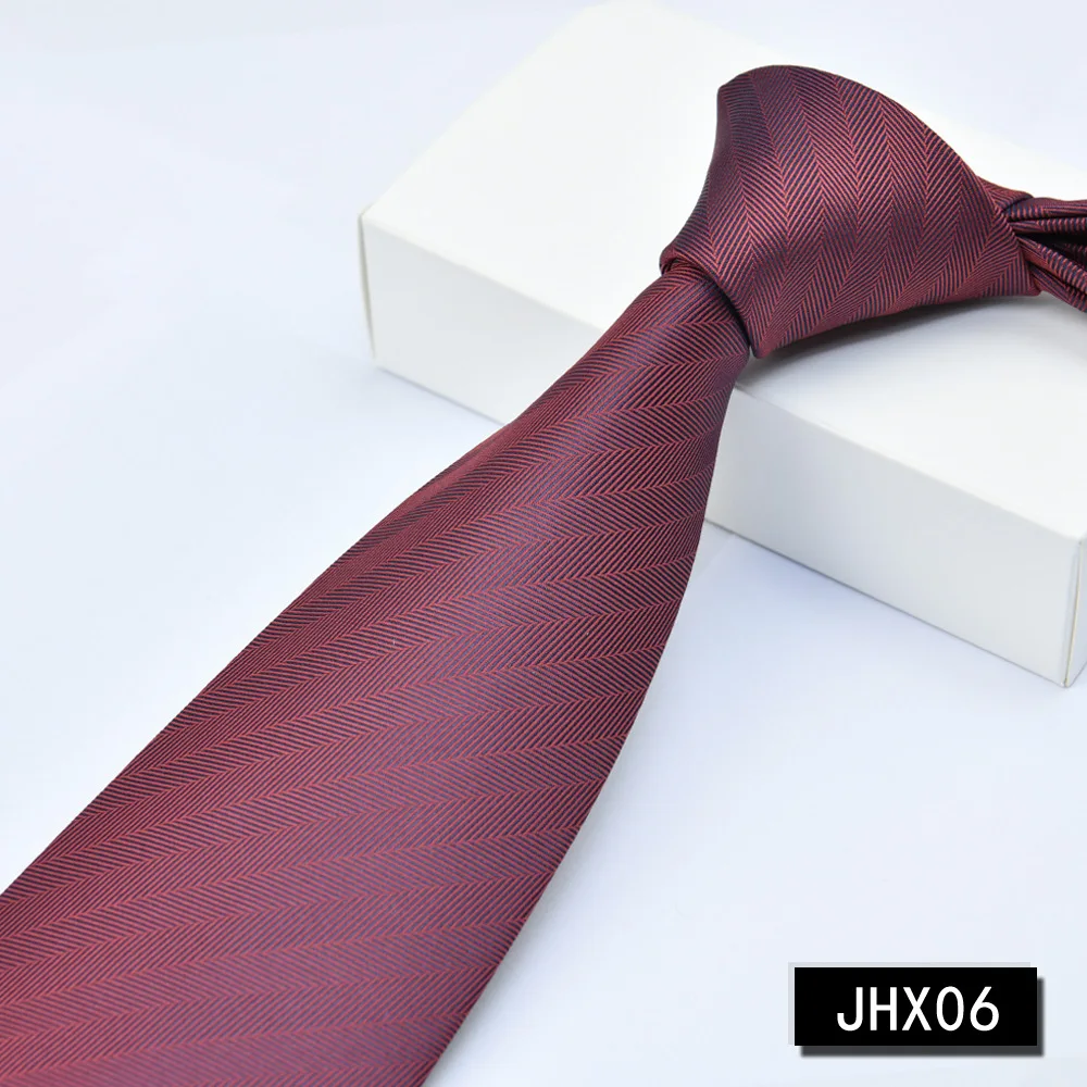 Burgundy Herringbone Textured Men Necktie 8cm Width Solid Tone Jacquard Woven Neck Tie Formal Business Office Interview Suit