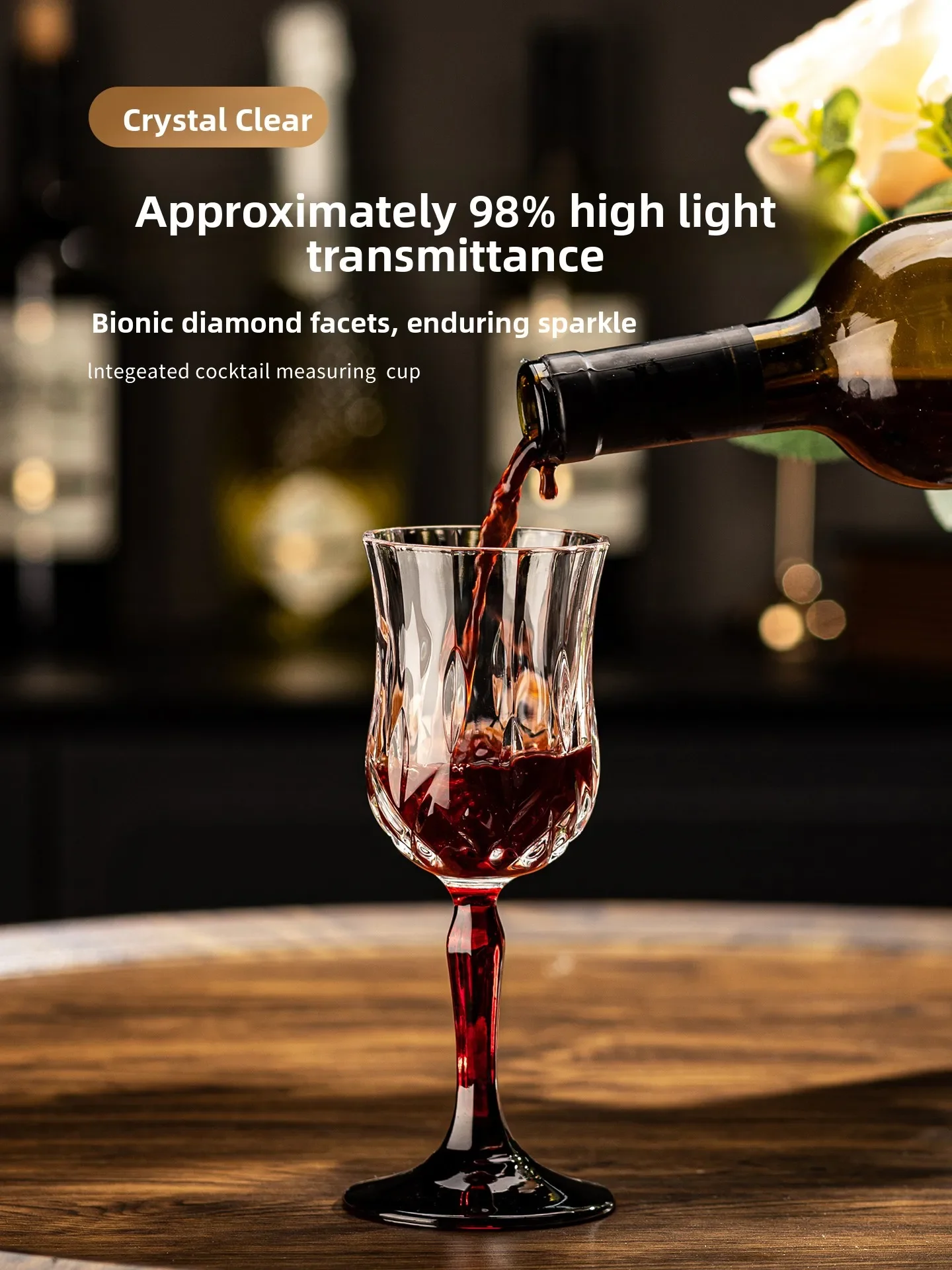 Red Diamond Crystal Wine Glass High Foot Champagne Cup Luxury Light Elegant Glass Wine Glasses for Red Wine And Foreign Liquor
