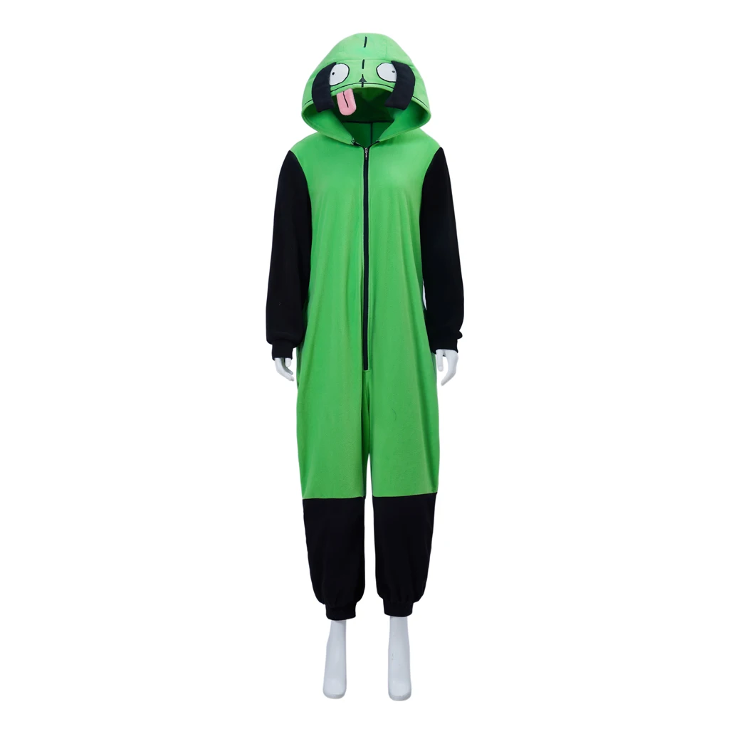 Invader Zim Cosplay Costume Onesies vert Alien à capuche combinaison pyjamas adulte Halloween fête vêtements de nuit tenue
