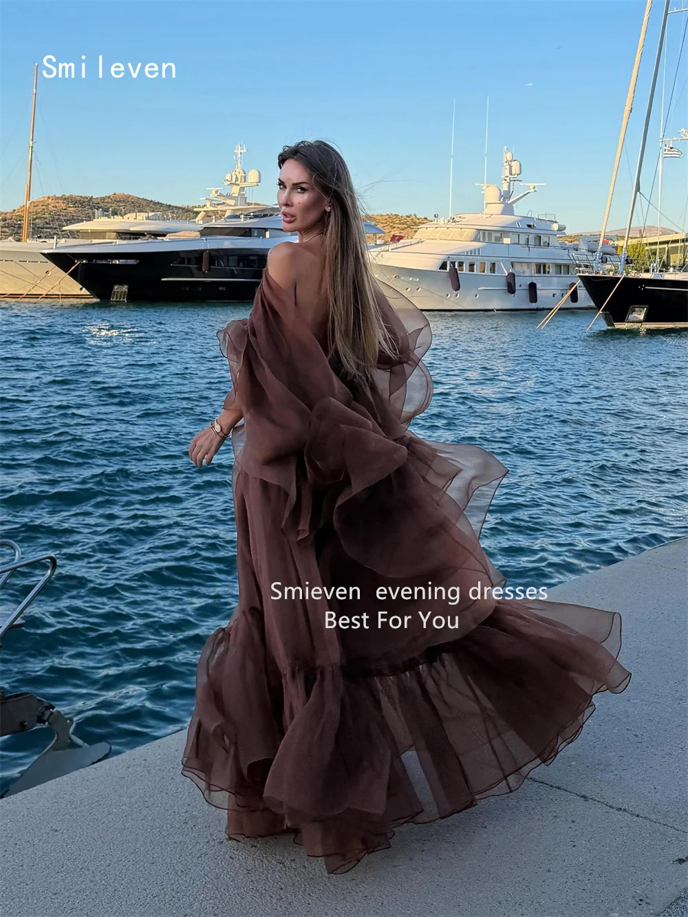 Smileven Luxury Brown A Line Evening Dress Halter Formal Prom Dresses Illusion Party Gowns Customized 2026