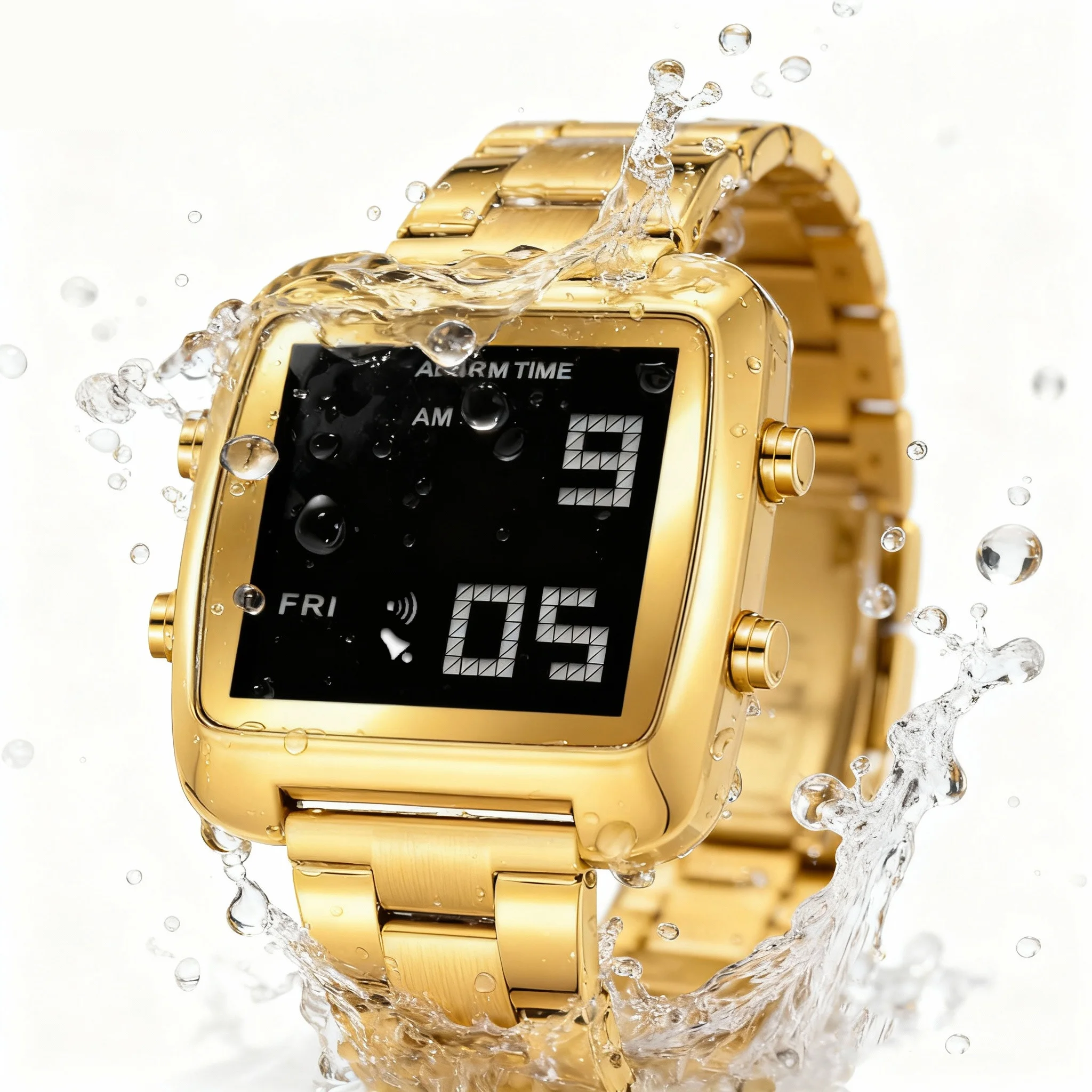 Binda Women's Stainless Steel LED Digital Watch Waterproof Fashion Business Electronic Wristwatch Reloj Mujer