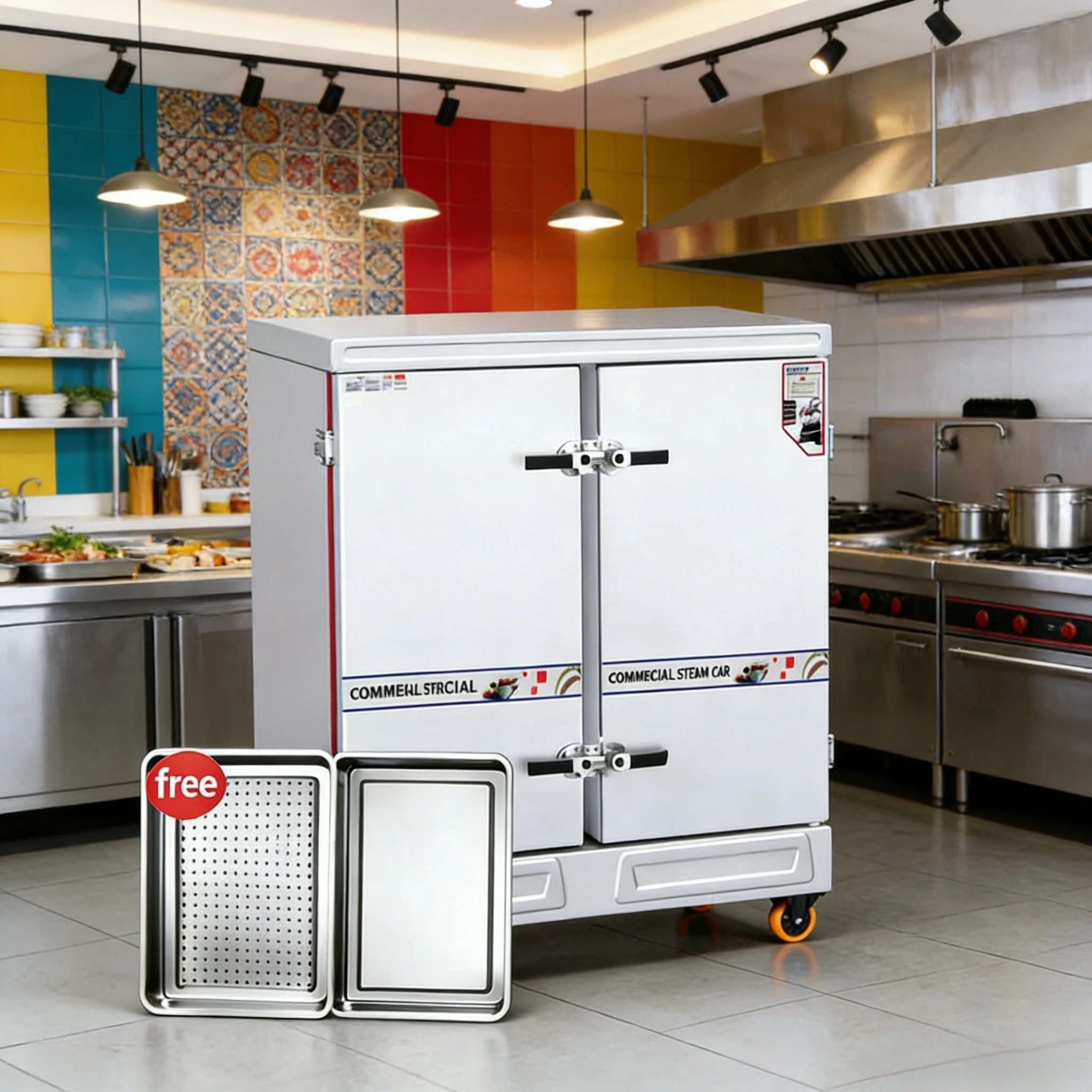 CE Certified 48 Tray Commercial Electric Rice Steamer Cabinet Stainless Steel Industrial Food Steamer For Restaurant Canteen