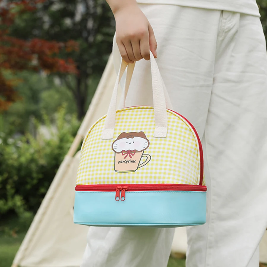 Borsa per il pranzo grande Capaci a doppio strato ell aped Borsa per pasti portatile isolata in foglio di alluminio carino per impiegati