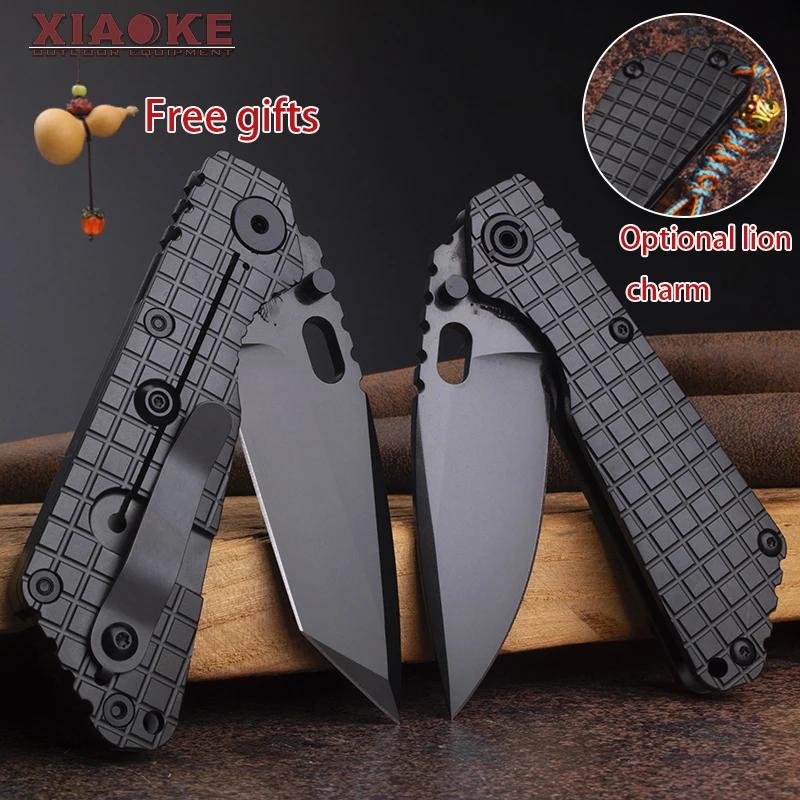 

Premium DLC Coated D2 Steel Folding Knife - Ultra Light TC4 Titanium Handle Outdoor EDC Tool, Hunting/Camping Collectible Knife
