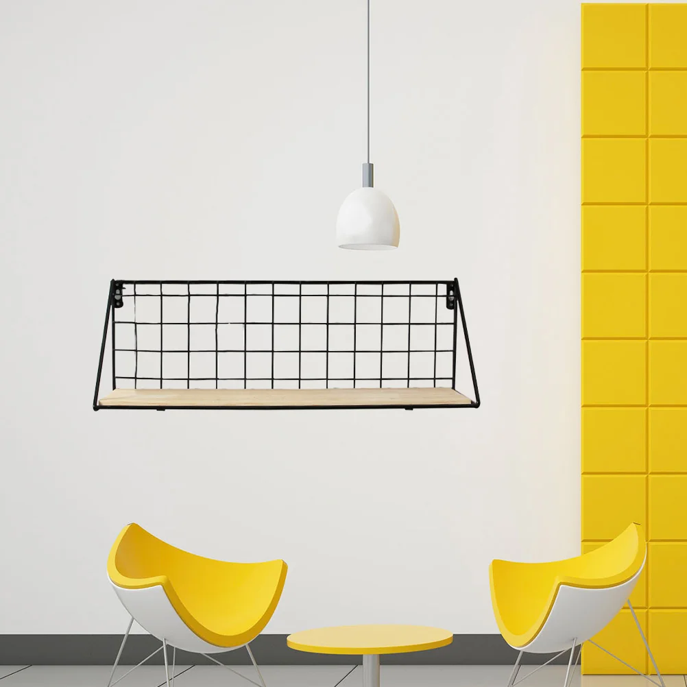 Decoración de pared Estante montado en la pared Estante de hierro Soporte para maceta de bambú Almacenamiento simple