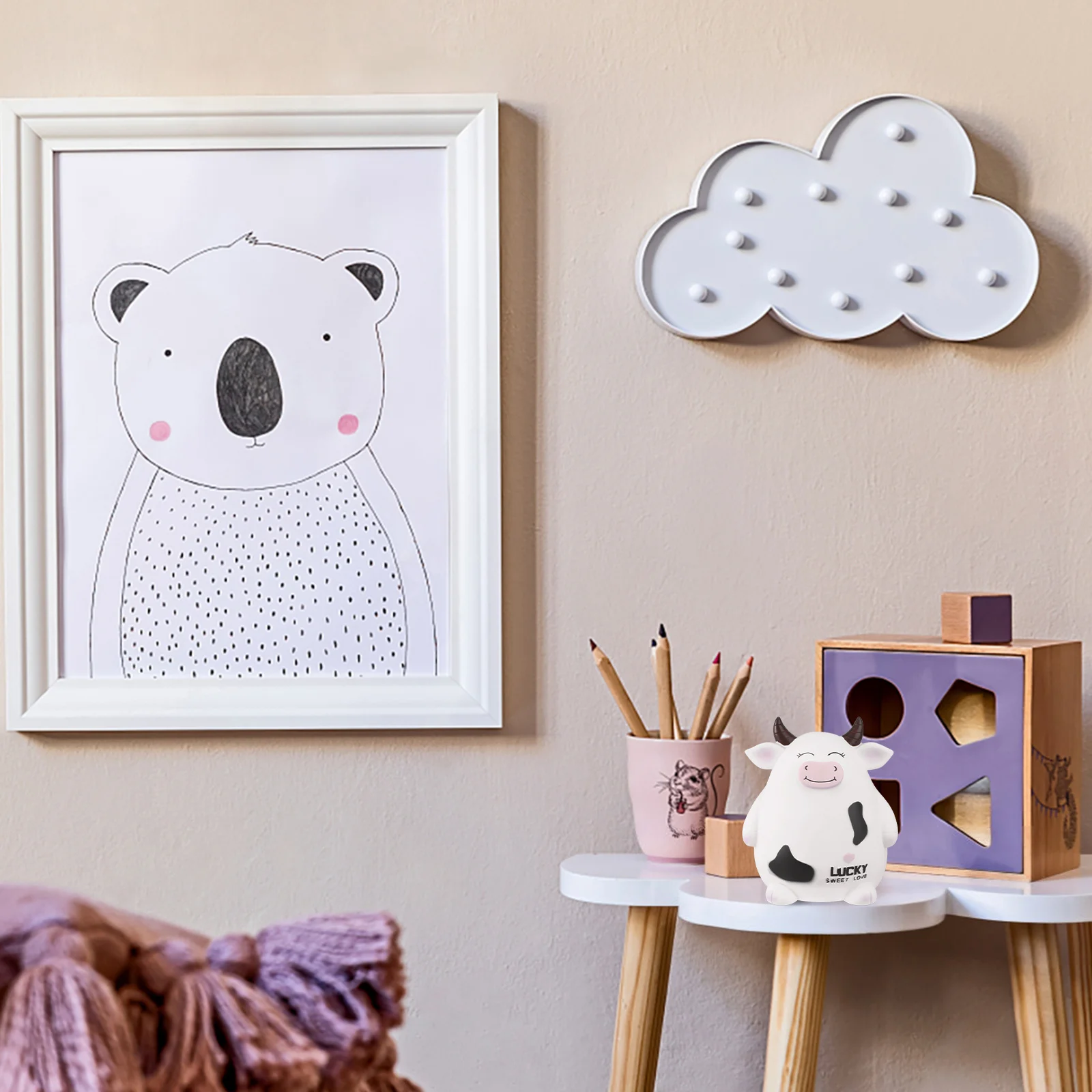 1Pcs Cow Saving Pot Lovely Creative Kids Money Bank Desktop Decoration Small Change Container Birthday Gift Small Saving Pot