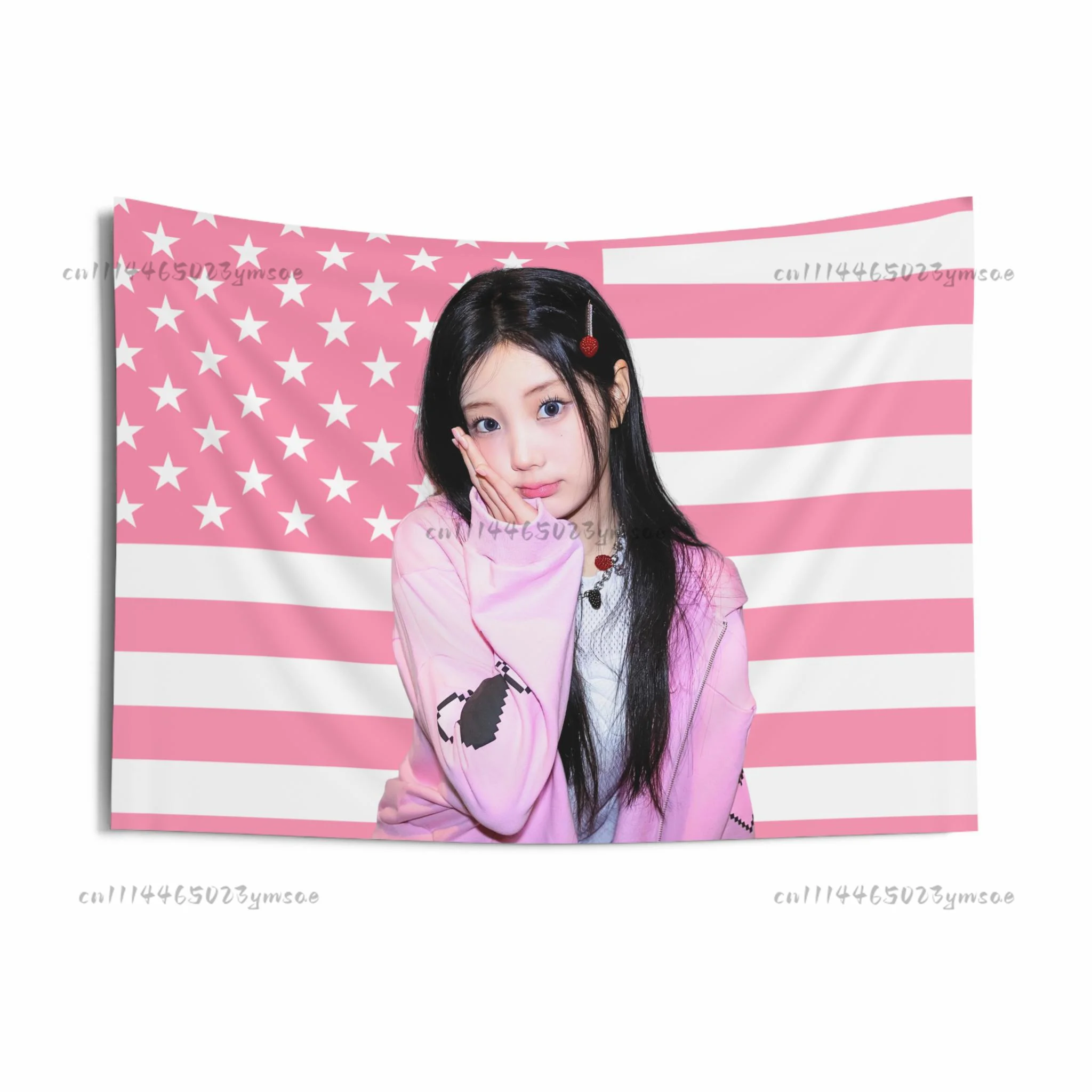Kpop Poster W-Wonhee Pink Amerikanische Flaggen Wandteppich Kopfteil Ästhetische Innenwanddekoration Kpop-Fan-Geschenke Konzertbanner – Detail 8