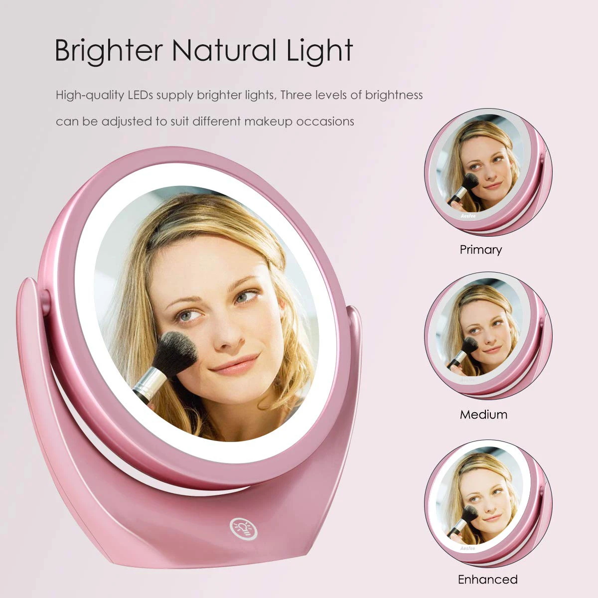 Vanity Round Mirror Double Sided Magnifying Makeup Mirror 5X / 1X Magnification Freestanding Tabletop Mount Mirror Portable