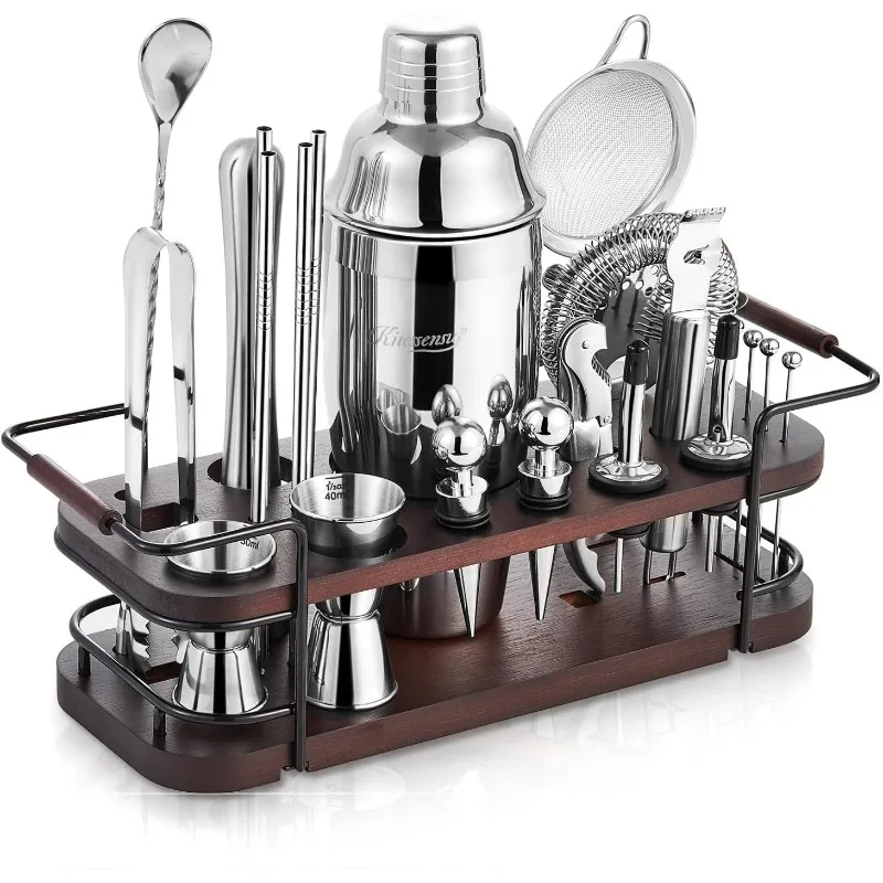 

Cocktail Shaker Set Bartender Kit with Stand | Complete 24-Piece Bar Set Cocktail Kit with All Bar Accessories: Marti