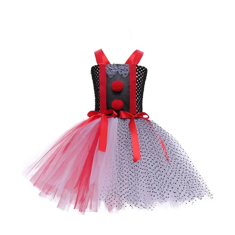Sky01 2024 Girls Clown Costume Circus Cosplay Costumes Children Kids Girls Baby Birthday Party Halloween Carnival Dress PurWd01@