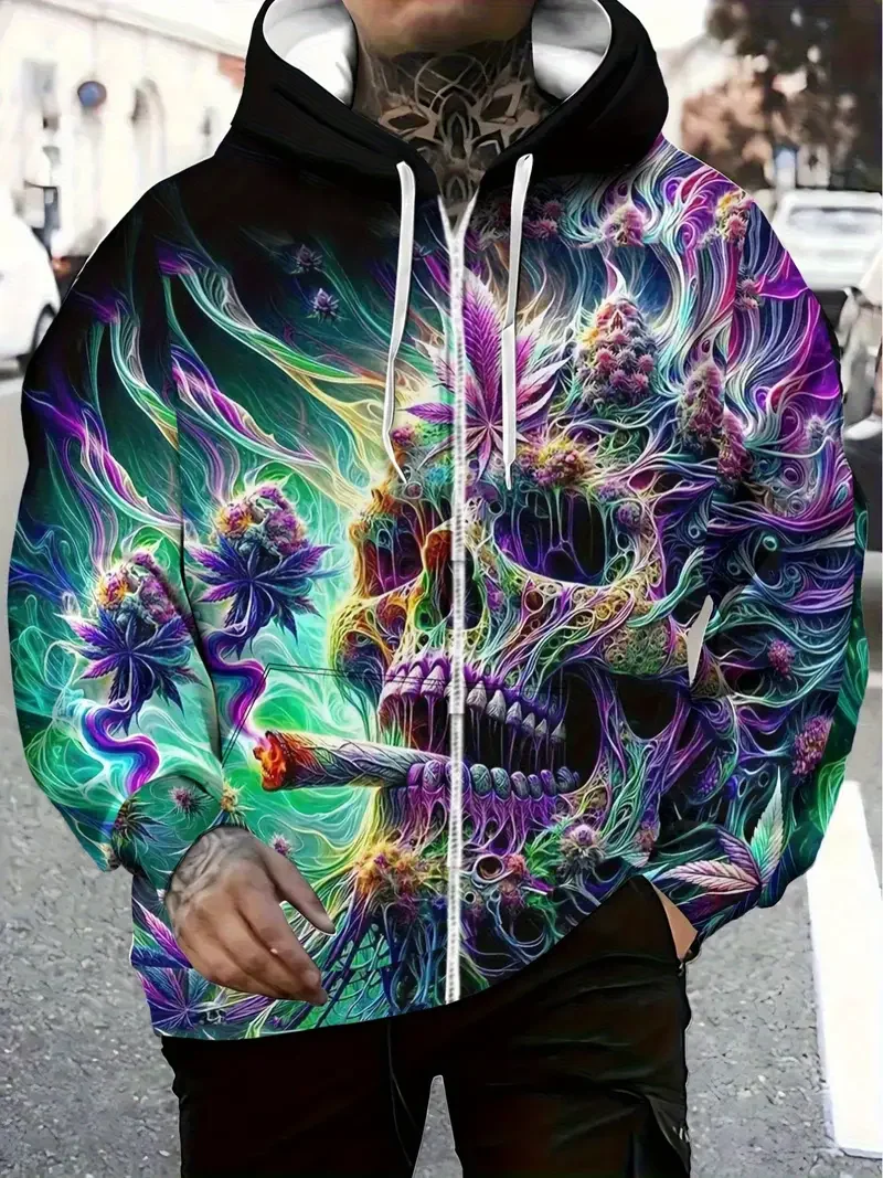 2026 Sweatshirt Zip Up Hoodies 3D Spoof Printed Men Tracksuit Long Sleeve Fashion Hoodie Men's Y2k Clothes Pullover Hoodies Tops