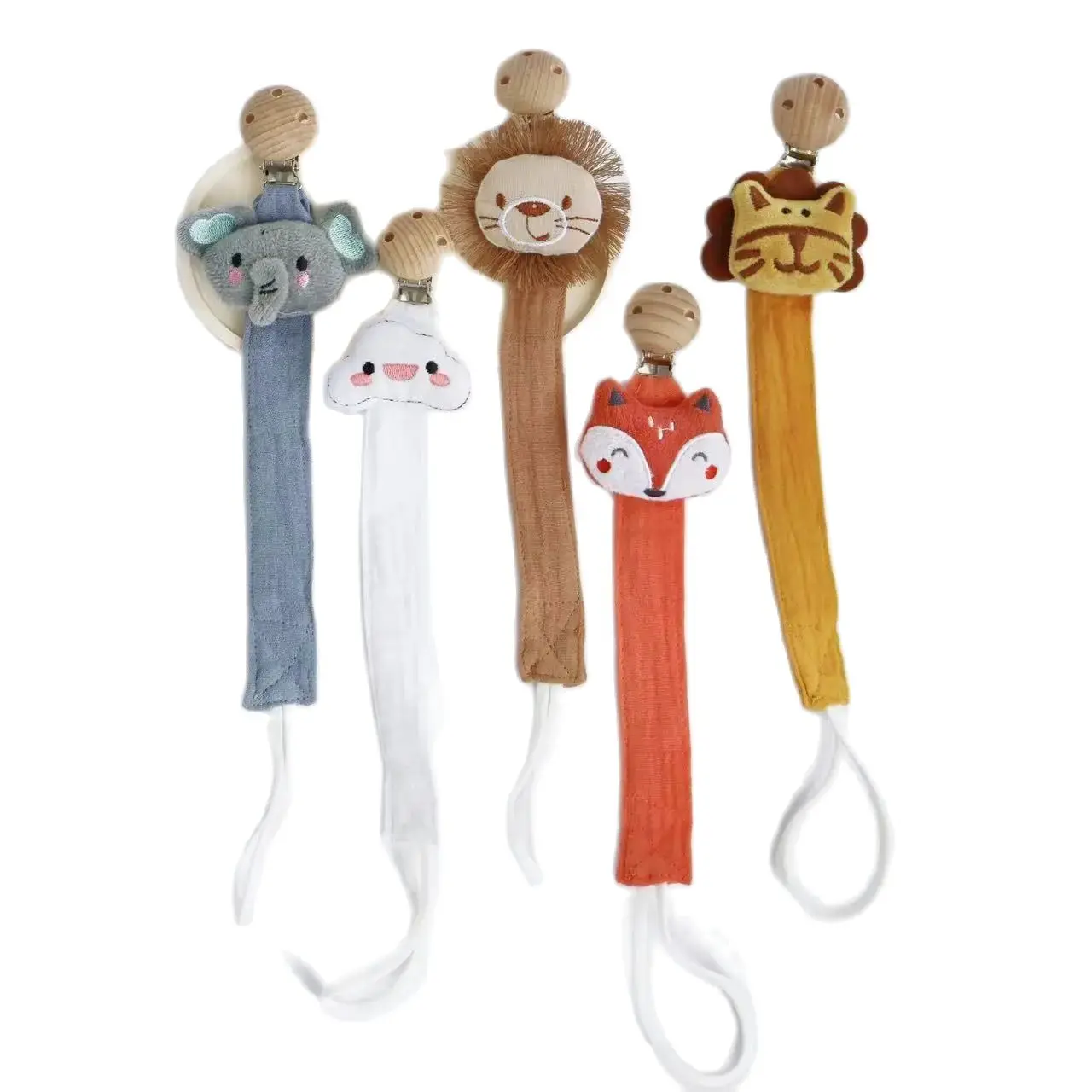 Ins baby pacifier clip baby newborn cotton wooden pacifier chain pacifier pacifier dummy eco-friendly material