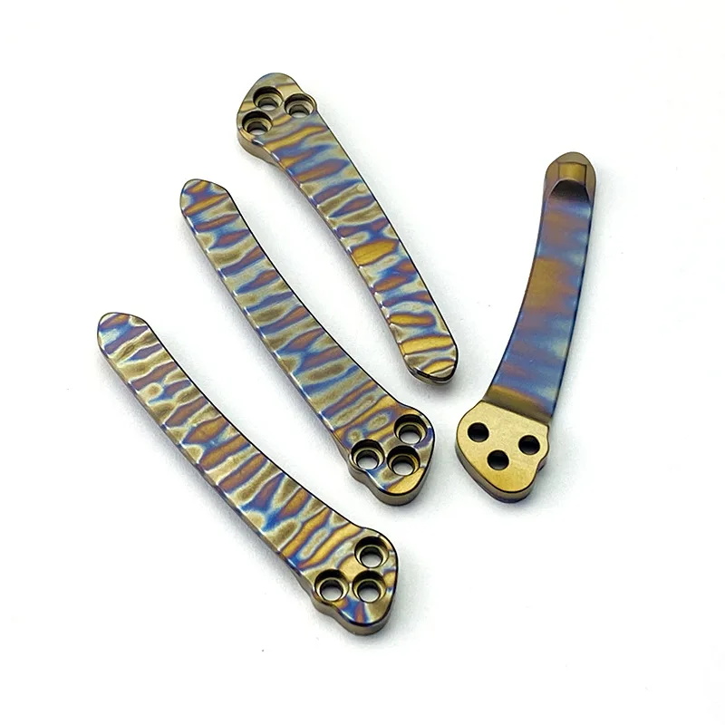 1pc Tiger Flame Texture Knife Integrated Titanium Pocket Clip For Spyderco C81 Paramilitary2 Para3 C223 Manix2 Delica4 Endura4