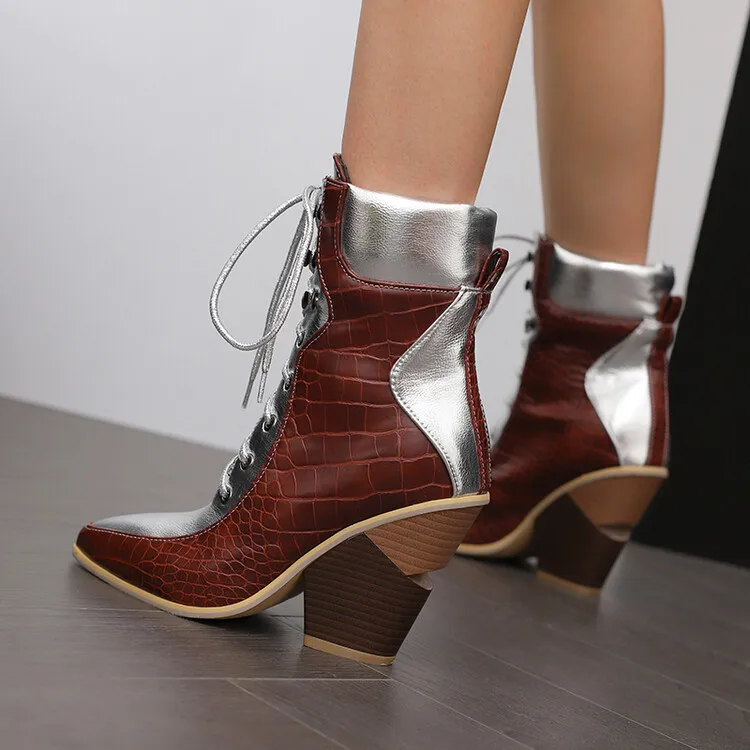 المرأة اللون حجب نغمتين الجلود حذاء من الجلد الدانتيل متابعة التفاصيل كتلة كعب أنيق منفعل تصميم لأزياء الشارع الحضرية غير رسمية