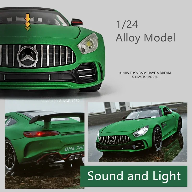 1:24 AMG-GTR GT Sportwagen Legierung Automodell Druckguss & Spielzeugfahrzeug Metallspielzeugauto Modell Sammlung Sound Licht Simulation Geschenk