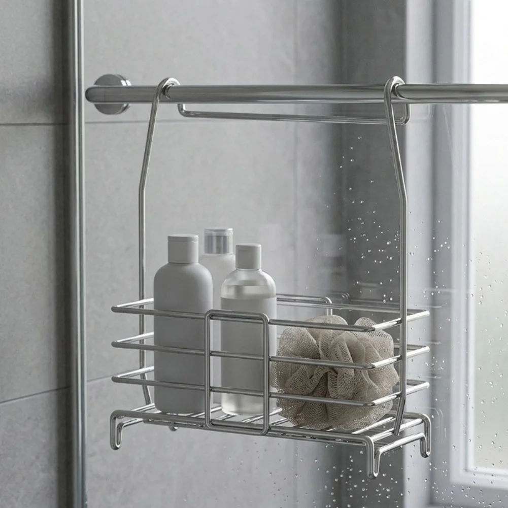 304 Stainless Steel Hanging Shower Organizer with 360 Rotation Rod and Rust Resistant Construction 24.6x10.9x30cm