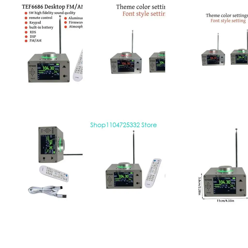 

P5EA Metal FM Radio Auto Bandwidth Adjustment Frequency Reception with Remote Control Full Band Receiver Accessories