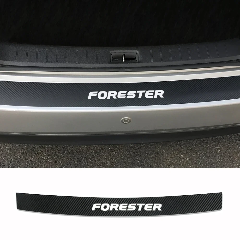 For Subaru Forester SJ SF SK SH Car Rear Trunk Guard Plate Sticker Rear Bumper Decoration Carbon Fiber Decals Film Accessories