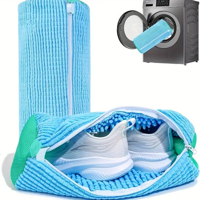 

Durable zipper shoe wash bag, designed for 360° washing machine cleaning, perfect for protecting casual sneakers, safe for use i
