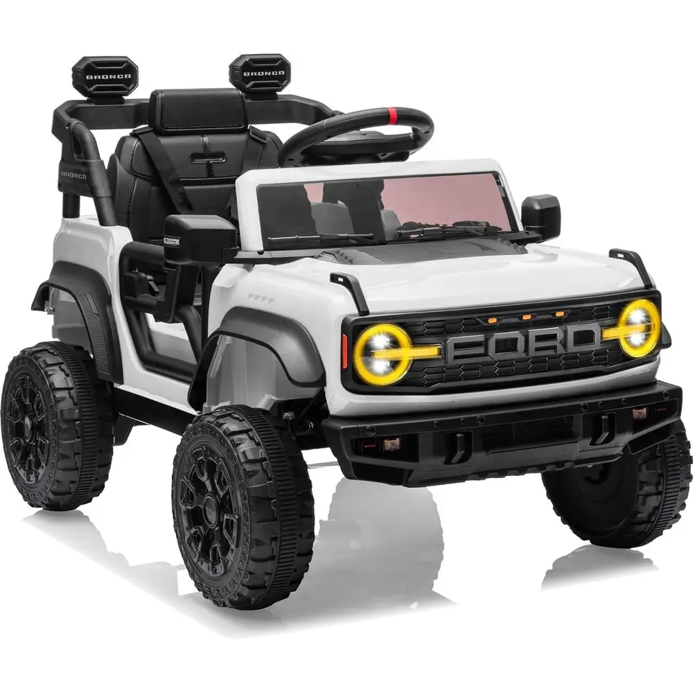 Ford Bronco Raptor 12V Elektryczny Samochodzik dla Dzieci, Bezpieczny Ciężarówka dla Dzieci z Pilotem, Białe Elektryczne Autko dla Dzieci