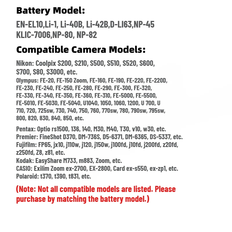 100% New EN-EL10 Li-40B Li-42B Camera Battery 3.7V 1200mAh and Charger for FinePix XP70 XP60 Olympus Li 40B 42B Nikon EN EL10