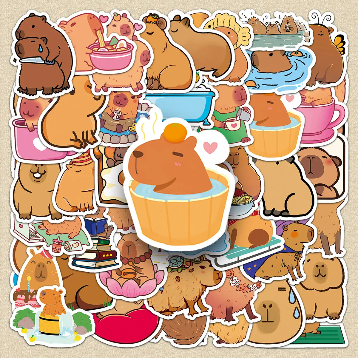 10/30/50Pcs cartoon Capybara Creative Capibala animal Brown cute guinea pig mobile phone computer  waterproof stickers