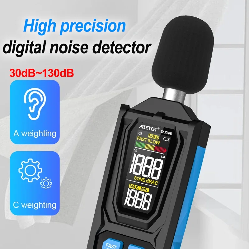 30-130dB Professional Decibel Meter Audio Teste Sound Tester Digital Sound Level Noise Meter Handheld Noise Level Decibel Meter