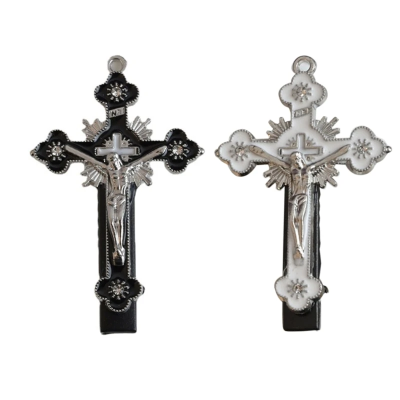 2024 New Punk Cross Skull Jesus Make Old Metal Hair Grip Hair Claw Accessories For Women Girl Hair Clip Halloween Party Gifts