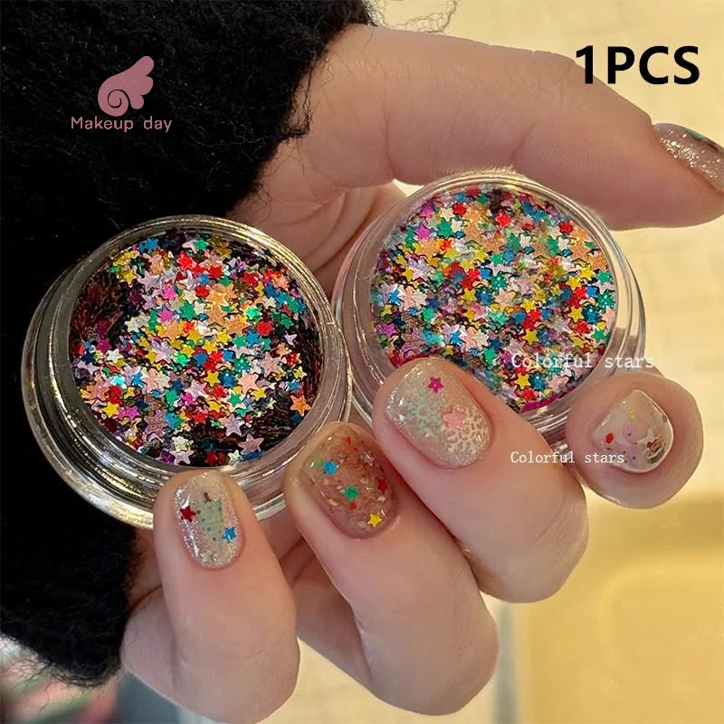 

1Jar Mini Sparkling Star Nail Glitter Sparkling Pentagram Nail Decoration Nail Salon Design Cute Accessories DIY Nail Art Design