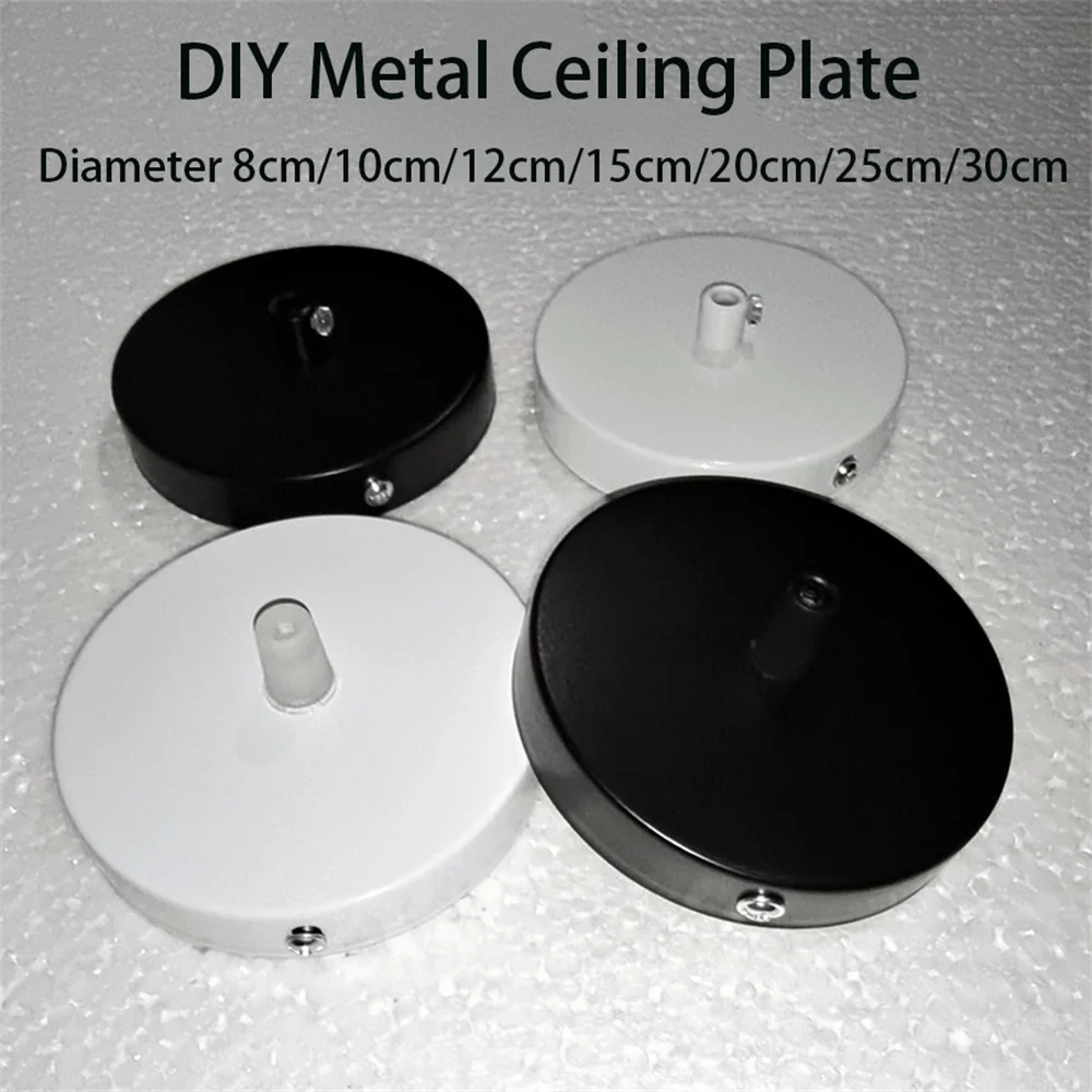 Metal DIY 8/10/12/15/20/25/30cm Ceiling Plate Mount LED Lamp Base Vintage Pendant Lamp Disc Base Ceililing+Lock Wire Lamp Base