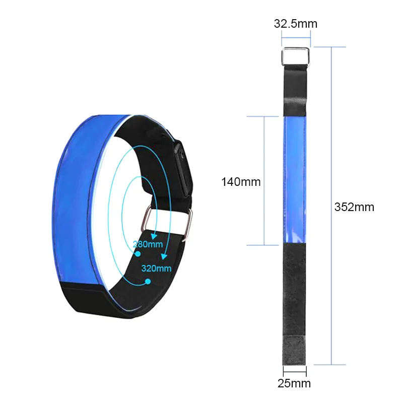 Cycling Luminous Arm Band USB Charging LED Luminous Night Running Armband Bracelet Outdoor Sports Reflective Safety Belt Bicycle