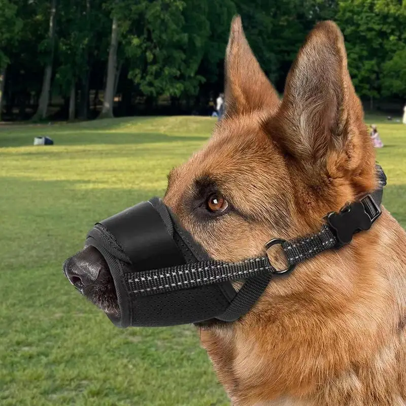 Dog Muzzle Adjustable Muzzles For Large Dogs Biting Pet Mouth Muzzle Allows Panting Drinking Dog Muzzles With Reflective Strap