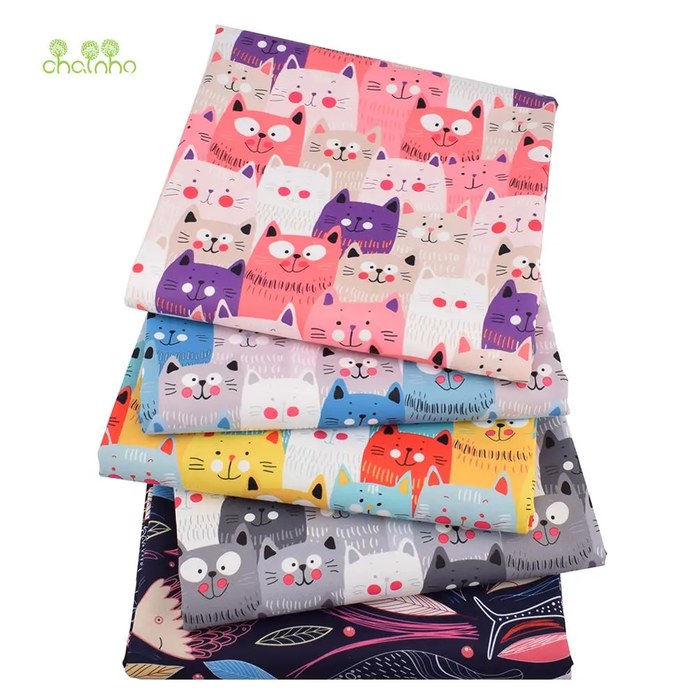 Chainho,Digital Printing Waterproof Fabric,DIY Quilting & Sewing Material, Cats & Fishes Series,For Suitcase,Handbag,Tablecloth