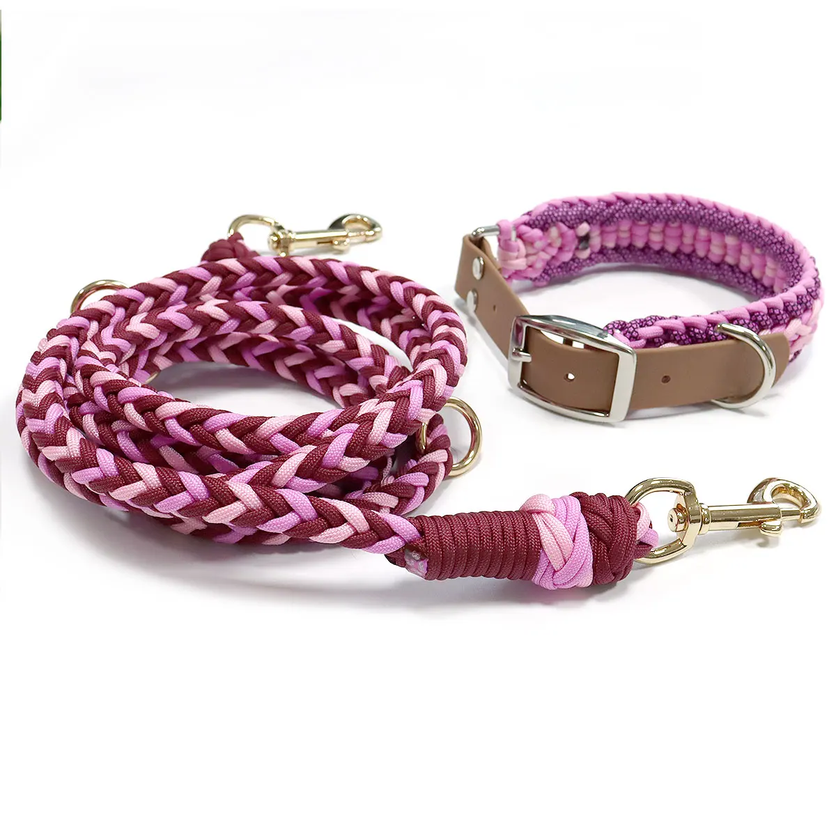 

Luxury Adjustable Nylon Paracord Dog Leash Collar Set Quick Release Feature Ready to Ship Personalized Hands-Free Rope for Dogs