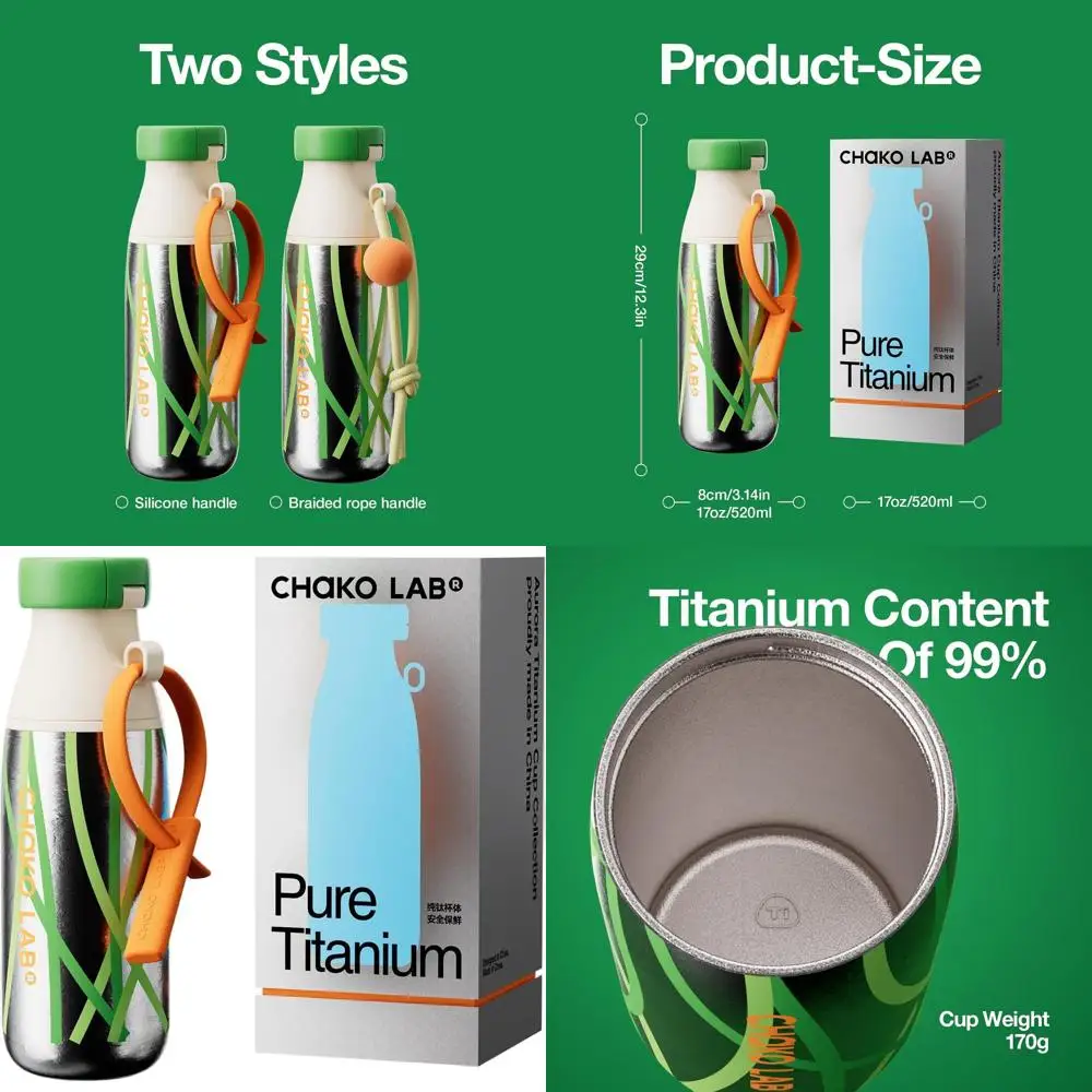 

Double-Strapped, Leak-Proof, BPA-Free Water Bottle with Spout and Straw, 17oz Capacity, Grass Color