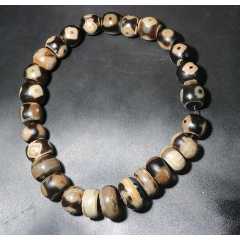 

Ultra Energy Tibetan Old Agate Multiple Symbols dZi Bead Prayer Strand Amulet LK