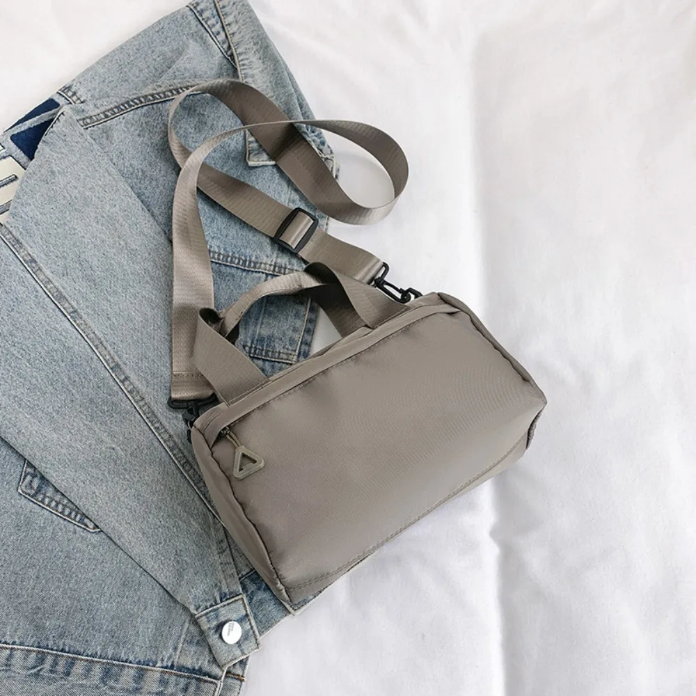 

Fashion Solid Color Canvas Crossbody Bag Zipper Multi-Purpose Nylon Shoulder Bag Lightweight Tote Bag Small Square Bag Travel