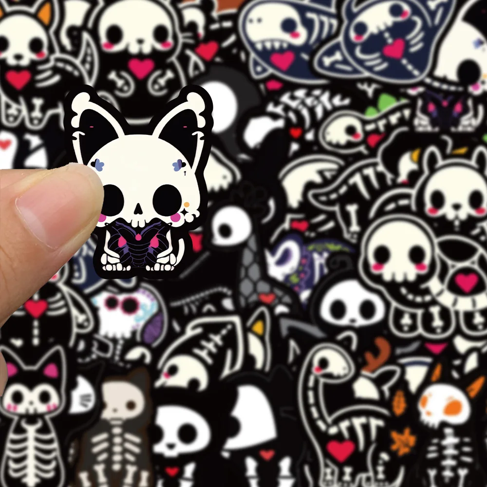 10/30/50Pcs Cartoon animal skeleton skull Stickers For Snowboard Laptop Luggage Car Fridge DIY Styling Vinyl Home Decor Stickers