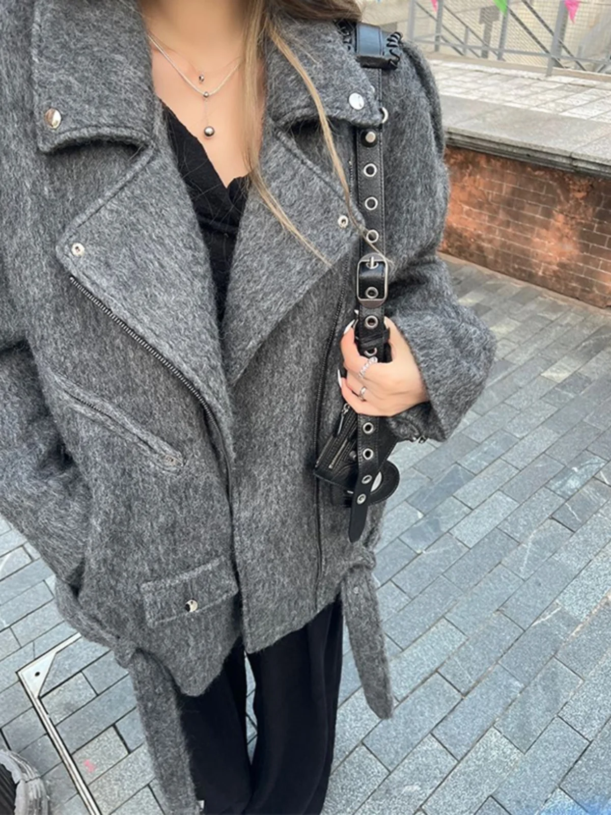 

Sli Thiened Woolen Coat Women's Autumn Winter Mid-Length Warmth Large Coat Faionable Street High-End Sensation Lady's...