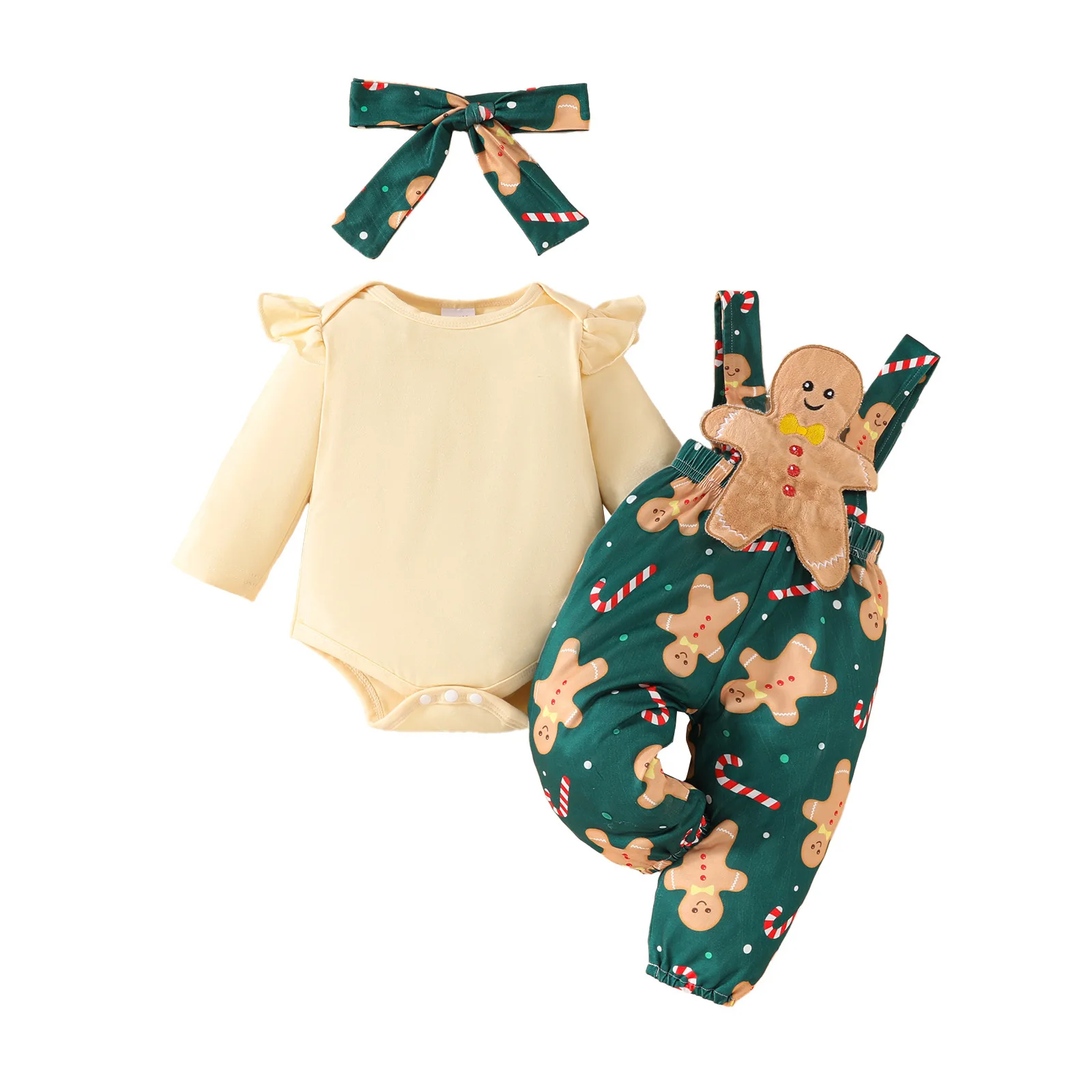 

Newborn Christmas Clothes Sets Baby Rompers Pants Headband 3Pcs Toddler Girls Suit Sets