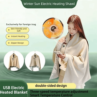 Fashion Wearable USB Electric Heated Blanket 3 Heating Levels Washable Warming Shawl Portable Heating Lap Blanket Winter