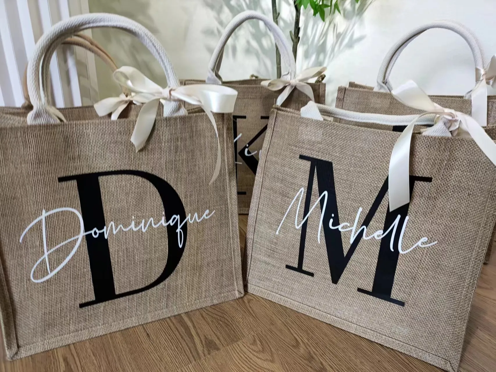 Personalized Jute Bag for Bridesmaid Wedding Bride Custom Beach Bags Tote Bag Junior Bag Jute Tote Bag Bride Custom Beach Bags