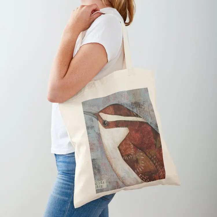 

Carolina Wren close up on hand printed papers Tote Bag Shopping bags Women's shopper bag Fabric bag shopping