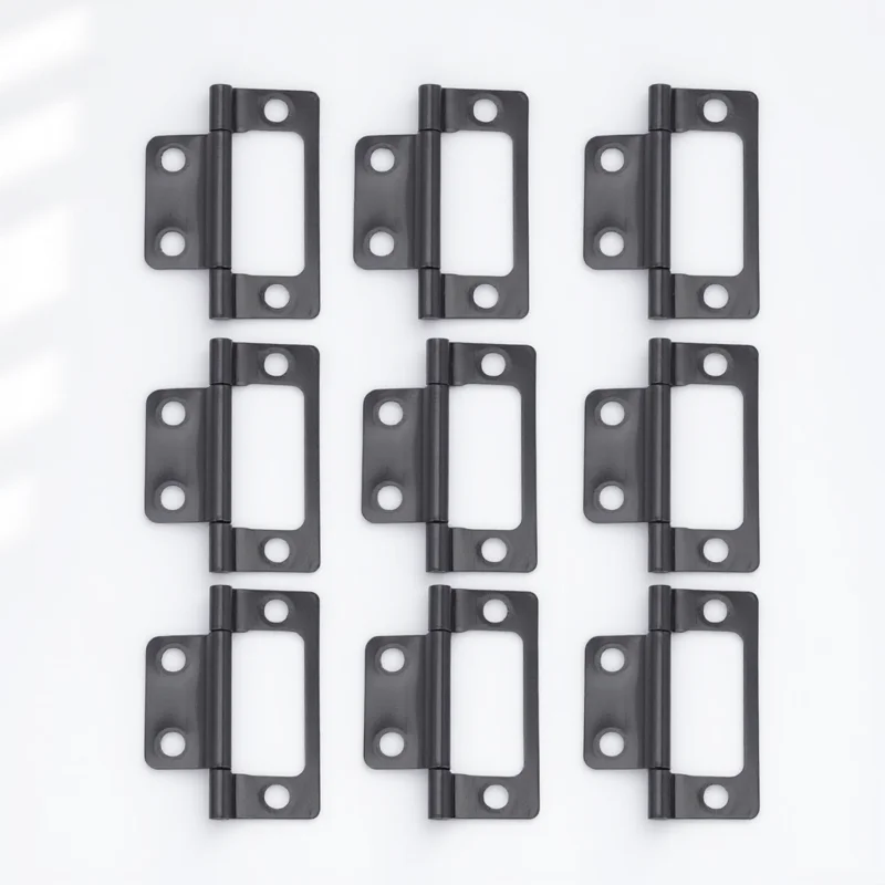 

12Pcs Thickened Iron Hinges Smooth Silent Door Cabinet Fittings Black Matte Small Hinges for Doors Interior Door Hinge