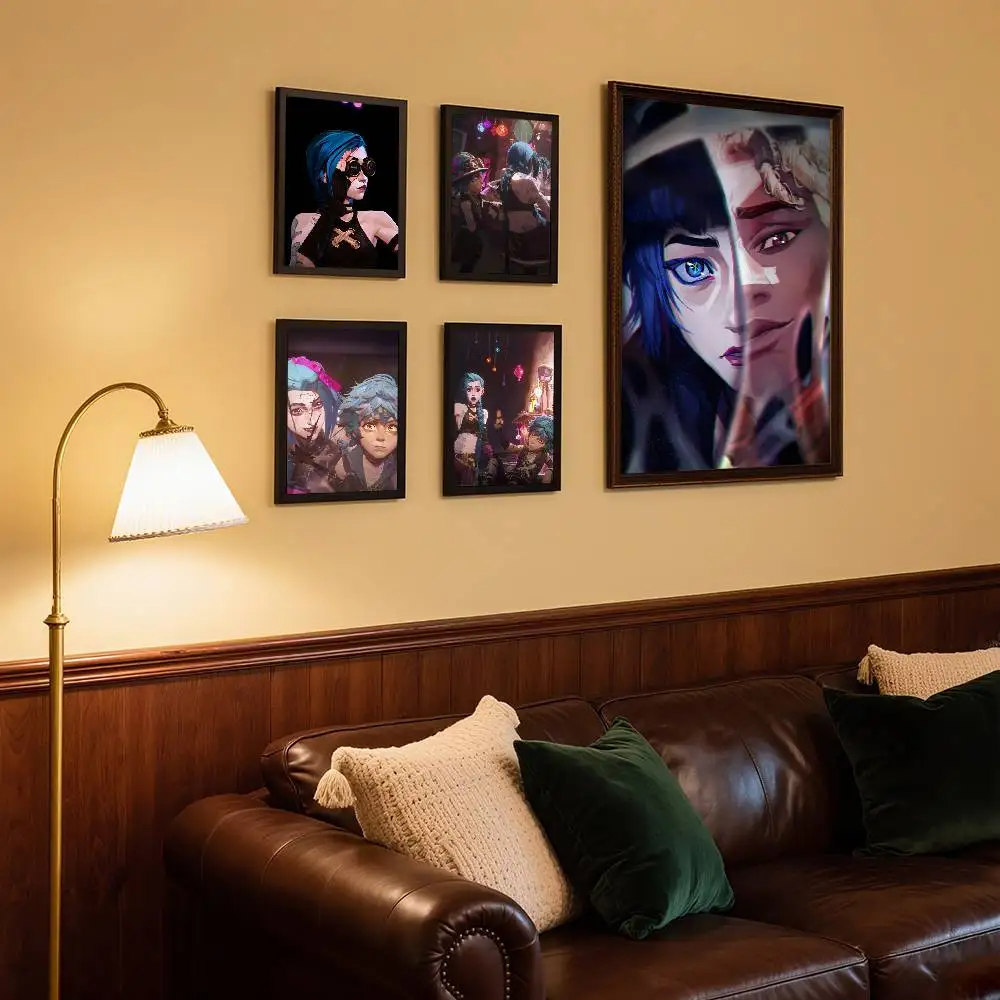 1 قطعة الكرتون أنيمي لعبة غامض L-LOL Jinx المشارك ذاتية اللصق الفن ورق مقاوم للماء ملصق مقهى بار غرفة جدار ديكور