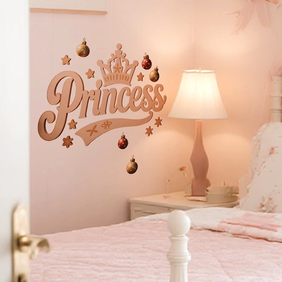 1pc Christmas Princess Wall Sticker  Removable PVC Pink Festive Decoration Suitable For Baby Room Nursery Bedroom Home Decor